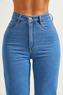 Calça Jeans Wide Leg Clássica Cós Super Alto 99% Algodão