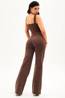 Calça Jeans Wide Leg Soul Cós Médio Coffee