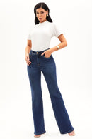 Calça Jeans Wide Leg Modeladora Essencial  Cós Médio
