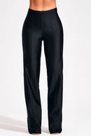 Calça Wide Leg Modeladora Glam Cós Alto Preta