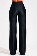 Calça Wide Leg Modeladora Glam Cós Alto Preta