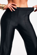 Calça Wide Leg Modeladora Glam Cós Alto Preta