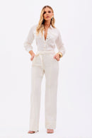 Calça Jeans Wide Leg Soul Cós Super Alto Off White