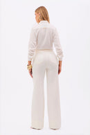 Calça Jeans Wide Leg Soul Cós Super Alto Off White