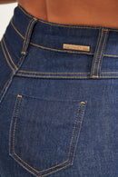 Calça Jeans Wide Leg Ultra Modeladora Cós Super Alto Barra Corte a Laser