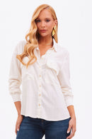Camisa de Viscose Texturizada Essence Off White