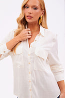 Camisa de Viscose Texturizada Essence Off White
