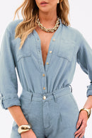 Camisa Feminina de Linho Dunas Azul Clara