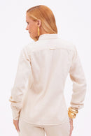 Camisa Feminina com Linho Clássica Dunas Areia