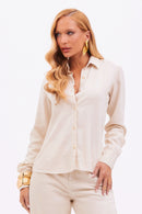 Camisa Feminina com Linho Clássica Dunas Areia