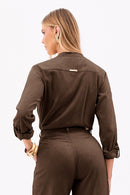 Camisa Feminina de Linho Dunas Coffee