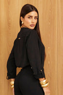 Camisa Feminina de Linho Dunas Preta