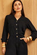 Camisa Feminina de Linho Dunas Preta