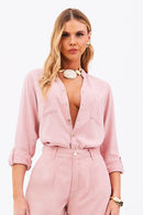 Camisa Feminina de Linho Dunas Rosa