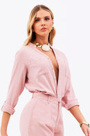 Camisa Feminina de Linho Dunas Rosa