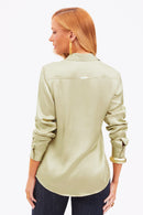 Camisa Feminina de Viscose Acetinada Essence Pistache