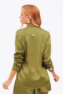 Camisa Feminina de Viscose Acetinada Essence Verde