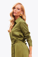 Camisa Feminina de Viscose Acetinada Essence Verde