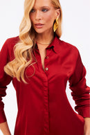Camisa Feminina de Viscose Acetinada Essence Vermelha