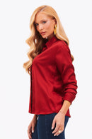 Camisa Feminina de Viscose Acetinada Essence Vermelha