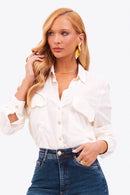 Camisa de Viscose Texturizada Essence Off White