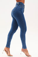 Calça Jeans Skinny Clássica Cós Super Alto 99% Algodão