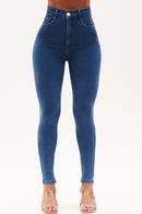 Calça Jeans Skinny Clássica Cós Super Alto 99% Algodão
