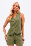 Colete de Linho Dunas Verde Militar