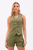 Colete de Linho Dunas Verde Militar