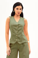 Colete de Linho Dunas Verde Militar