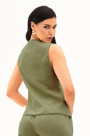 Colete de Linho Dunas Verde Militar