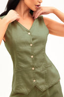 Colete de Linho Dunas Verde Militar