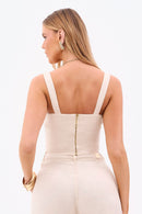 Cropped de Linho Dunas Areia