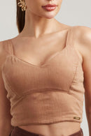 Cropped de Linho Dunas Terra
