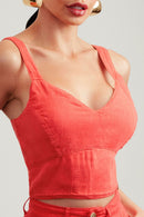 Cropped de Linho Dunas Vermelho Vibrante