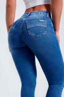 Calça Jeans Skinny Modeladora Mega Bumbum Cós Médio