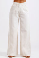 Calça Pantalona de Linho Dunas Areia