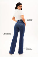 Calça Jeans Wide Leg Modeladora Essencial  Cós Médio