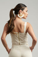 Cropped de Linho Dunas Areia