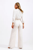 Calça Pantalona de Linho Dunas Areia