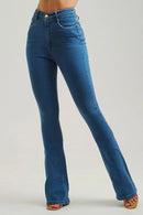Calça Jeans Flare Clássica Cós Super Alto 99% Algodão