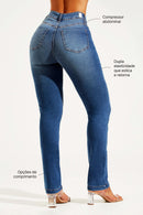 Calça Jeans Reta Modeladora Inesquecível Cós Médio