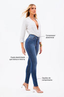 Calça Jeans Skinny Modeladora Inesquecível Cós Médio