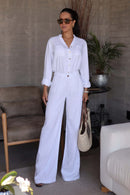Calça Pantalona de Linho Dunas Branca