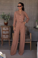 Calça Pantalona de Linho Dunas Terra