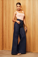 Calça Jeans Pantalona Ultra Modeladora Cós Super Alto