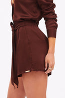 Short de Viscose Acetinada Essence Marrom