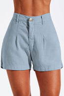 Shorts Alfaiataria de Linho Dunas Azul Claro