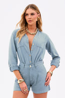Camisa Feminina de Linho Dunas Azul Clara