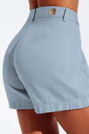Shorts Alfaiataria de Linho Dunas Azul Claro
